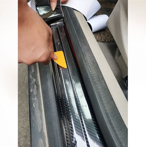 Nano carbono fibra adesivo diy pasta protetor tira auto porta peitoril espelho lado anti riscos de proteção à prova d 'água