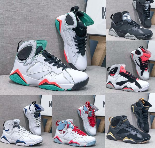 

36-47 highest quality jumpman 7 leather designer sneakers men women chaussures sports running basketball shoes platform black white outdoor
