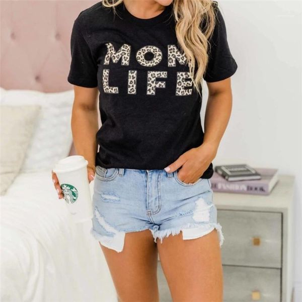 

t shirts short sleeve leopard letter print crew neck tees casual women designer clothing summer womens, White