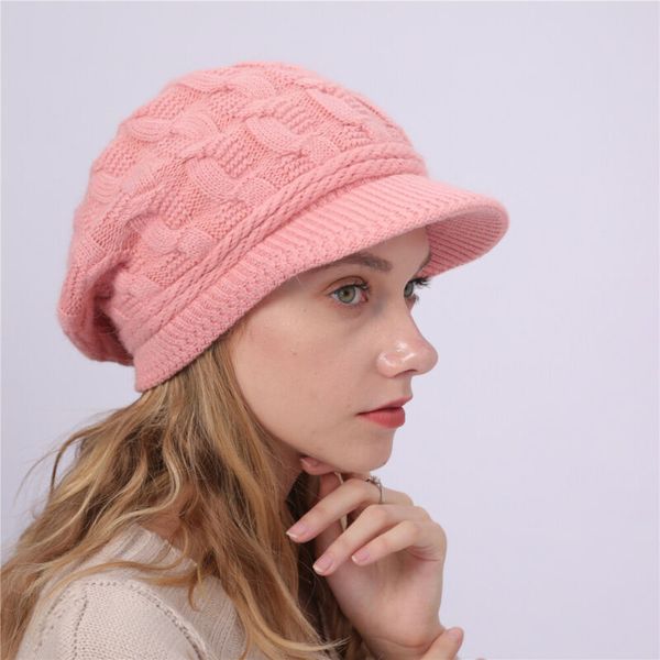 

berets knitted hat women winter cotton blend hats beanie skullies bonnet warm wool ski cap stylish, Blue;gray