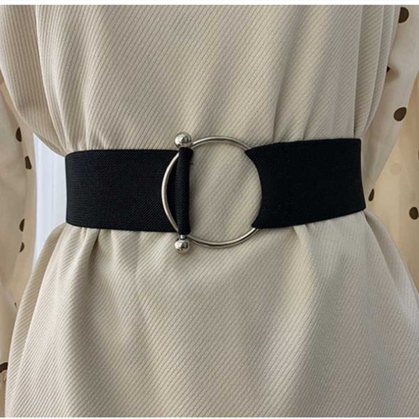 

belts for women simple waist elastic ladies band round buckle decoration coat sweater fashion dress, Black;brown