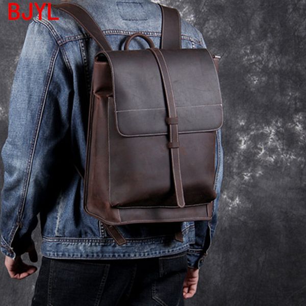 

2020 simple suede leather men's backpack vintage leather male computer bag men casual travel bags school backpacks solid