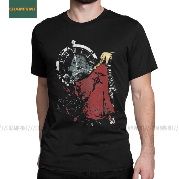 

fullmetal alchemist t shirt men cotton vintage t-shirt elric edward brotherhood anime fma manga tees short sleeve plus size