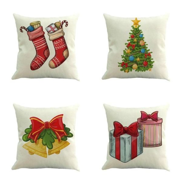 

2020 christmas home decoration xmas decor christmas pillow case santa cotton linen sofa car throw cushion cover home decor#np30