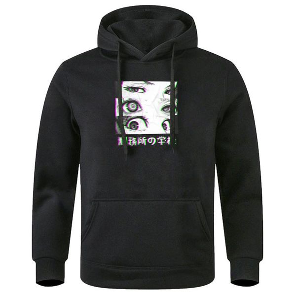 

homme hooded clothes prison school eyes sad hoody 2020 keep warm fall winter sweatshirts fashion hipster harajuku hoodies mans, Black