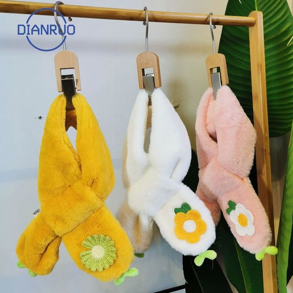 

dianruo autumn and winter 2020 new children's wool scarf warm thickened cross neck soft plush kids scarves q344, Blue;gray