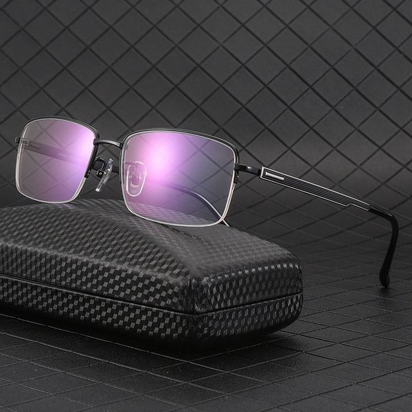 

pure titanium frame glasses men business style half rim eye glasses new arrival myopia spectacles with spring hinges, Black
