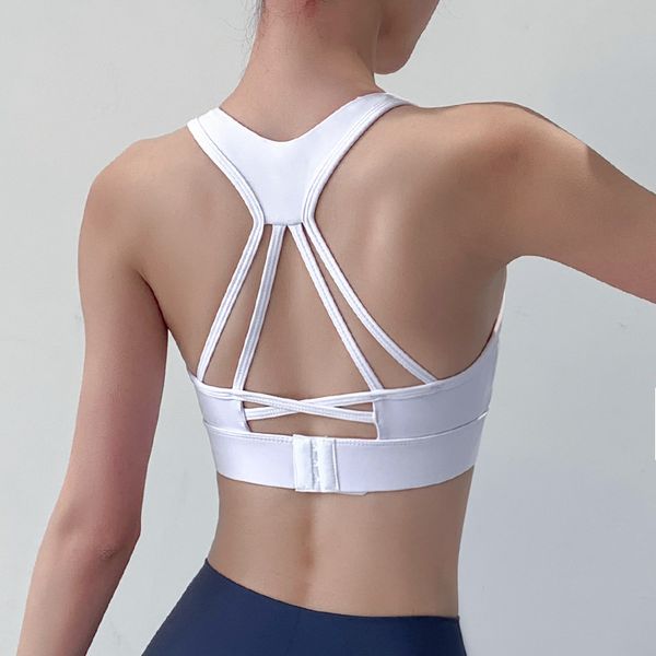 

gym clothing back cross sports bra vest women bralette shockproof running fitness yoga adjustable sport brasieres para mujer, White;black