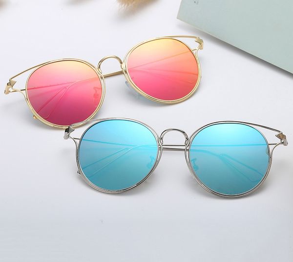 

colorful street shooting sunglasses sunglasses retro metal color punk geek style lens round frame glasses, White;black
