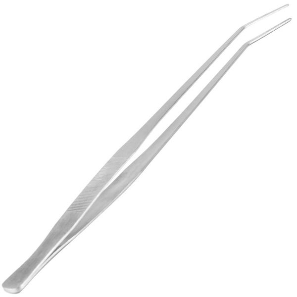 

18.9" long stainless steel curved tweezer for fish tank plants