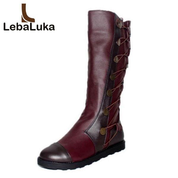 

aicciaizzi women knee high boots european style elastic strappy shoes women winter rivets flats boots designer shoes size 34-43, Black