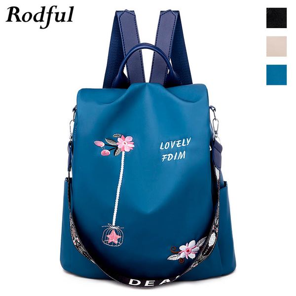 

новый цветок вышивка рюкзак женский оксфорд рюкзак сумка рюкзак для женщин подростковая девочек молодежь анти вор bagpack синий хаки