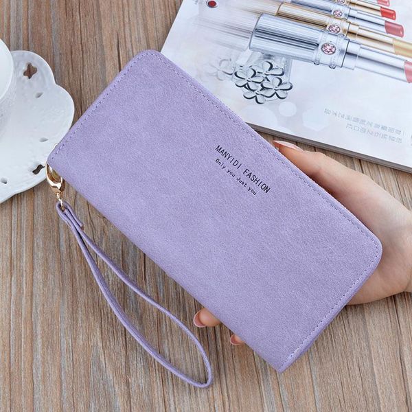 

purple key wallet lady cardholder long zipper clutch large capacity wallet simple retro mother soft wallet mobile bag 38