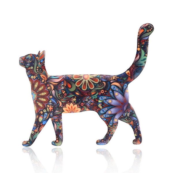 

acrylic cat brooch for women brooch collar pins corsage printing bohemia pet animal badges ethnic jewelry accessories k40, Gray