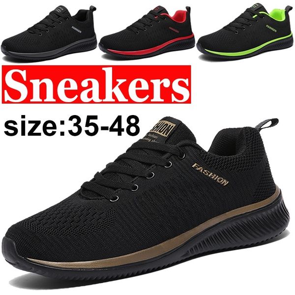 

men casual shoes lac-up men shoes lightweight comfortable breathable walking sneakers tenis masculino zapatillas hombre 47 48, Black