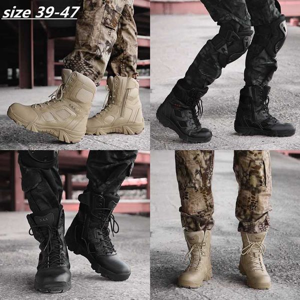 

security toe high men's boots anti-smashing combat ankle boot tactical desert boot army work men's shoes size 39-47