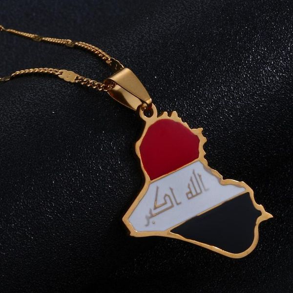 

stainless steel republic of iraq map pendant necklace map chain jewelry, Silver