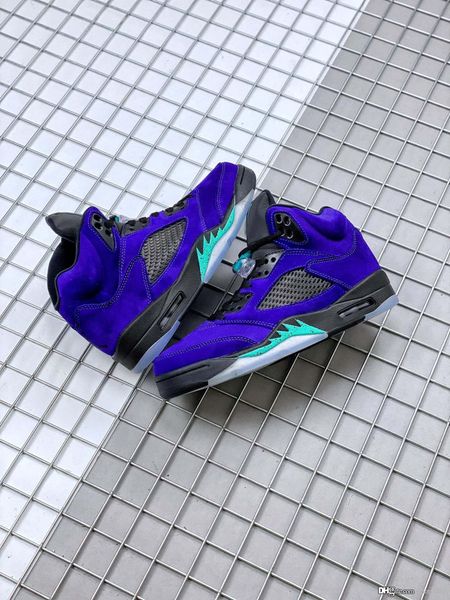 

2020 new air authentic 5 alternate grape men basketball shoes 5s grape ice black clear new emerald suede sports sneakers 136027-500 with box