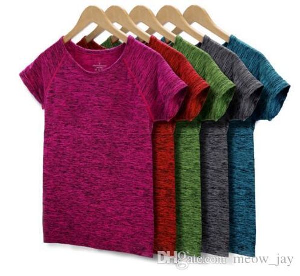 5 цветов женская йога рубашка для фитнеса работает спортивная футболка, тренажерный зал быстрый сухой пот дышащие упражнения с короткими рукавами