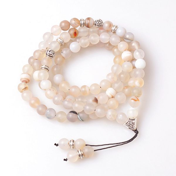 

chains 8mm natural stone beads with alloy charm shape 99 prayer yoga meditation necklace for women, Silver