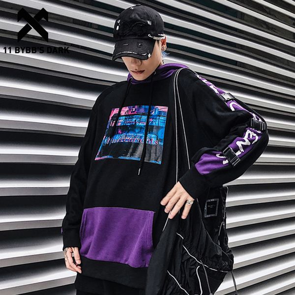

11 bybb's dark заплатки письмо напечатанный мужчины 2020 harajuku повседневный пуловер мода хип-хоп толстовки улице износа, Black