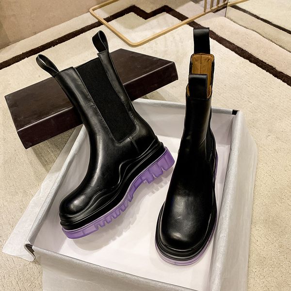 

new design pattern brown black thick sole boots british leather ankle boots for women round toe lady motorcycle sleeve boots botas feminina