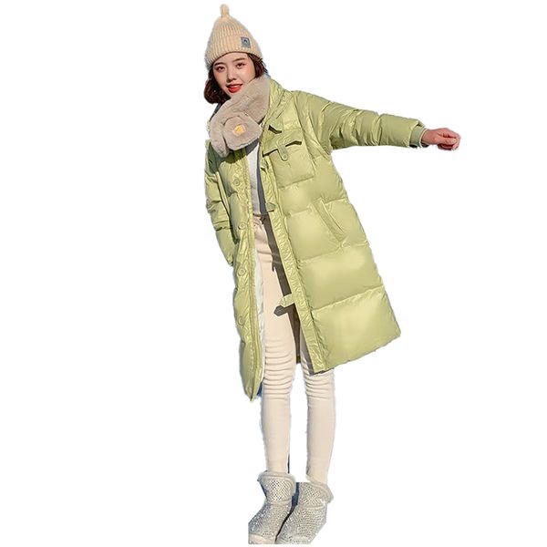 

women winter cotton coat 2020 new long korean long-sleeved fashion stand-up collar loose candy-colored warm zipper bread coata10, Black