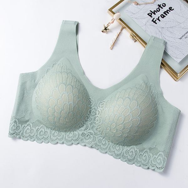 

bras thai latex bra underwear women cooling gathers seamless -proof pad wireless soft intimate vest-style lace beauty back, Red;black