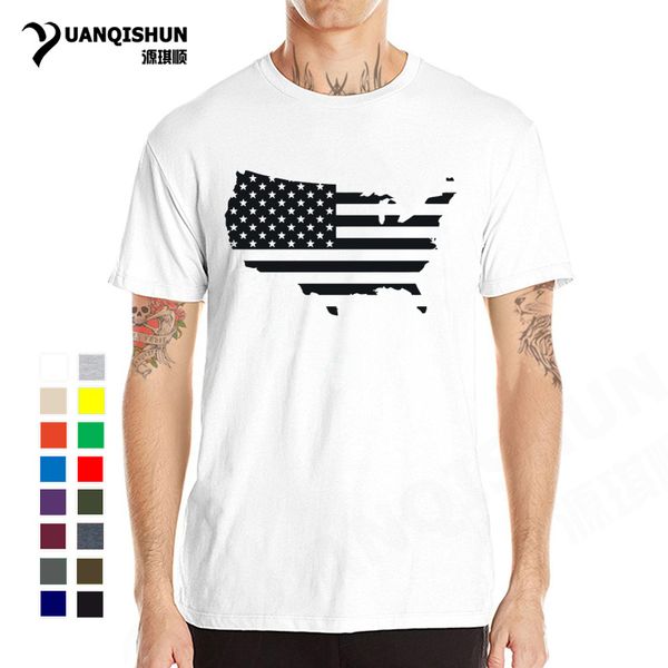 

yuanqishun usa flag map printing tshirt casual custom american flag t-shirt cotton men brand tshirts hip hop