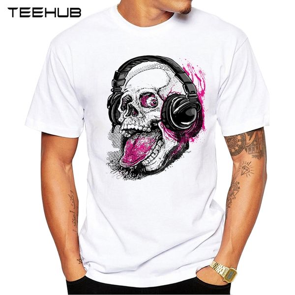 

2019 teehub мужская смешные музыка dj skull printed t-shirt с коротким рукавом новизна конструкции tops охладить tee