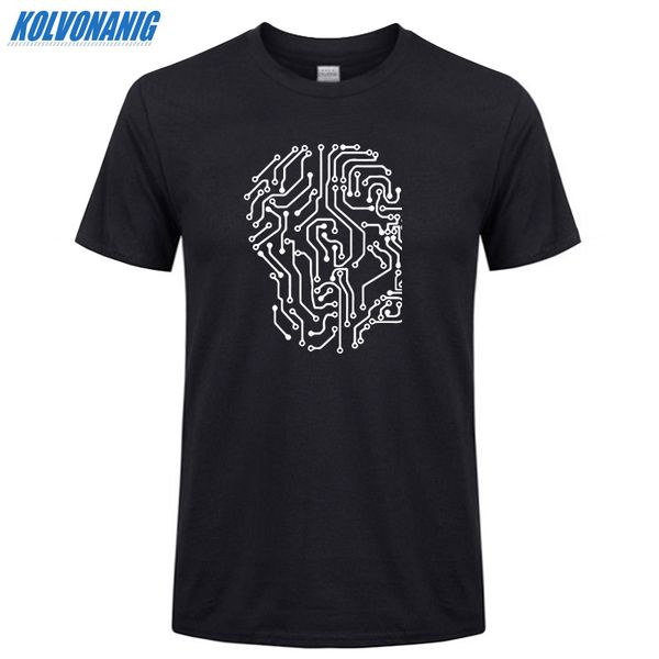 

summer 2019 knitted cotton casual short sleeve circuit board funny print men's t-shirt fashion streetwear cool t shirt for men