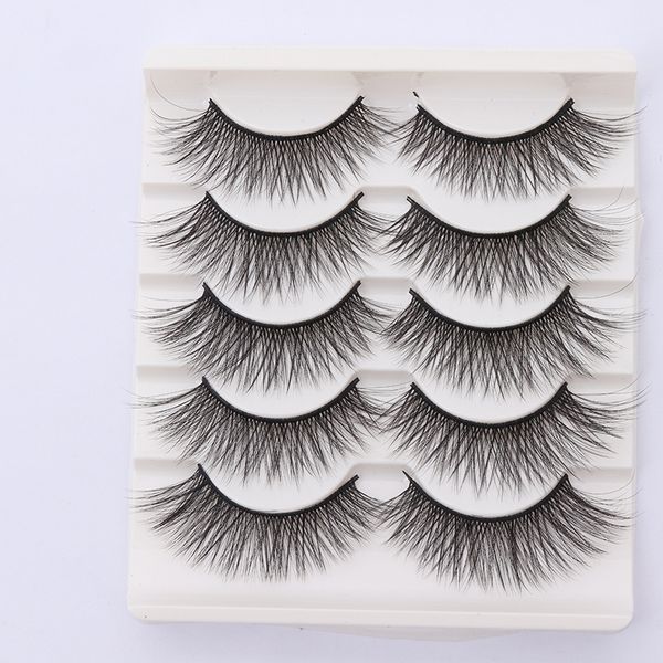 

5 pairs 3d faux mink hair fake eyelash fluffy wispy natural long lashes handmade cruelty-eyelashes extension