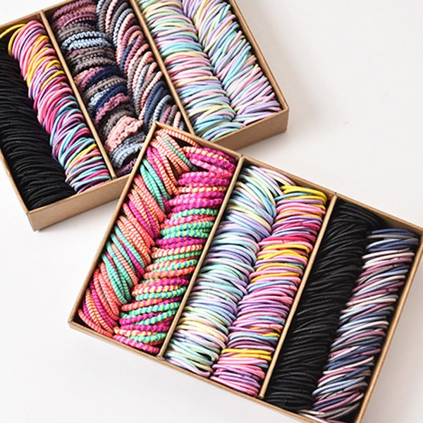 

new 100pcs/lot bands girl candy color elastic rubber band child baby headband scrunchie accessories for hair1m9c, Slivery;white