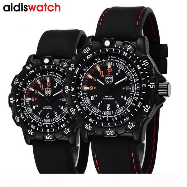 

aidis 2019 men silicone band watch gemius army watch quartz movement men sports casual wristwatches, Slivery;brown