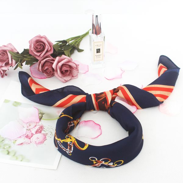 

new 70*70cm women silk scarf print hijab shawl foulard square head stylish female femme hair tie band neck wear bandana, Blue;gray