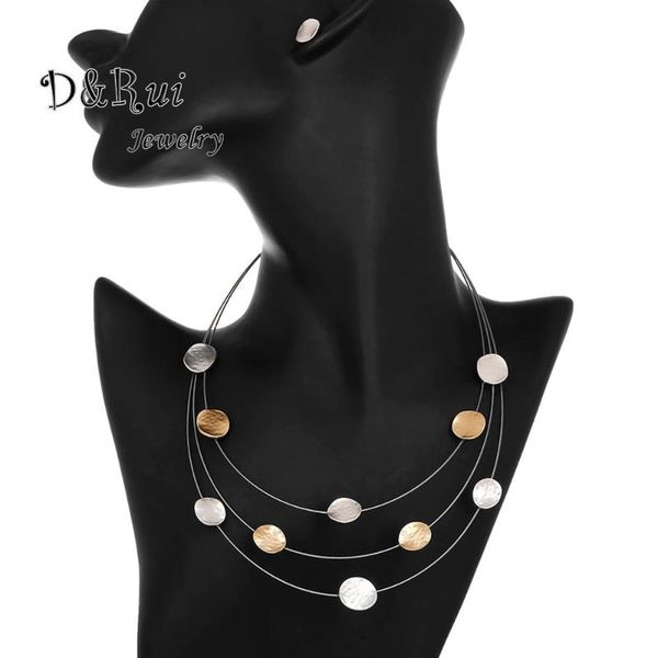 

2020 multilayer wire rope chokers necklaces set for women mothers day silver color chain earring choker necklace sets girls gift