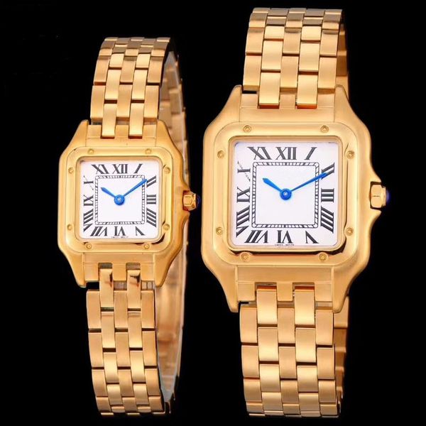 

couple watch men women stainless steel gold color white dial designer watches quartz movement lover's gift dress wristwatch, Slivery;brown