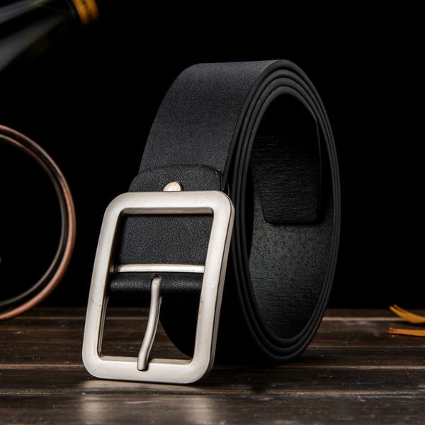 

casual men pu belts designers luxury men fashion pin buckle belt trends trousers with three color to choose ing, Black;brown