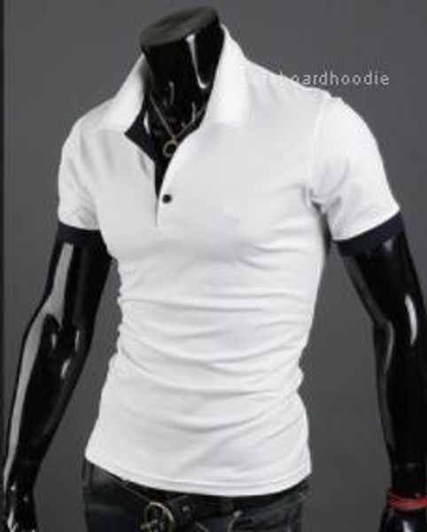 

minimalism solid color collar slim button clothes mens designer t shirts clashing polo shirts homme men, White;black