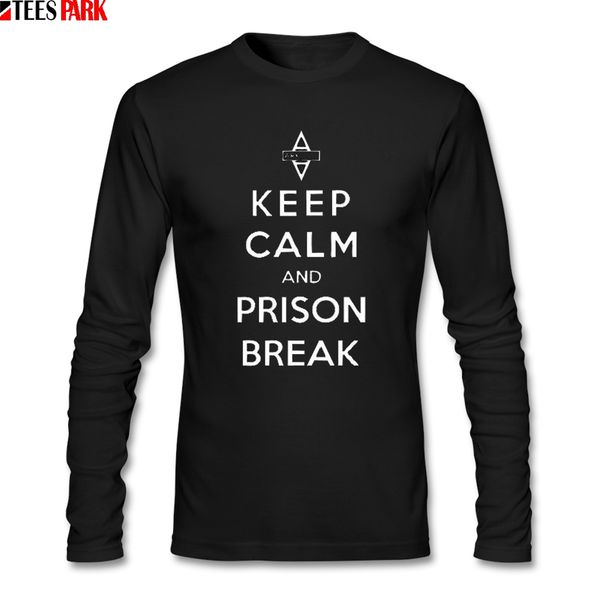 

humor man keep calm and prison break t shirt clothes men's 100% cotton abstract long sleeve tshirt for male streetwear clothing