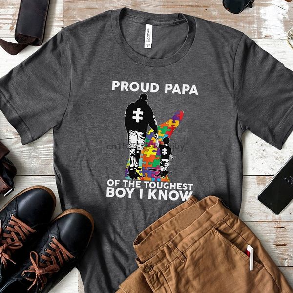 

proud autism dad t shirt proud papa of the toughest boy i know autism daddy shirt autism awareness father day for him