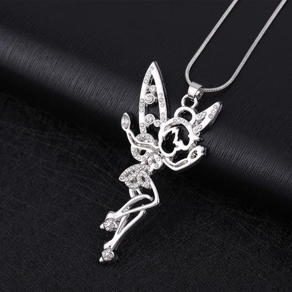 

pendant necklaces my shape fairy angel jewelry clear rhinestone necklace crystal silver plated for teen girls and women