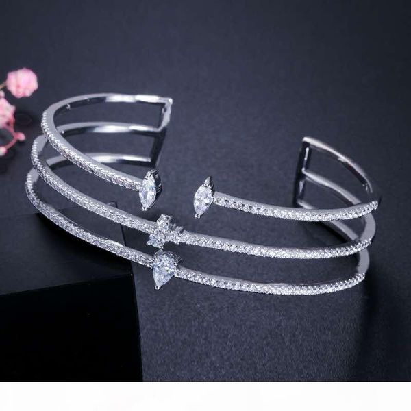 

new fashion women bracelets bangles for party wedding 18k white gold plated cz bracelet bangle for bride nice gift, Black