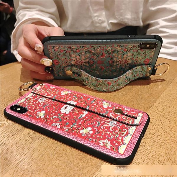 

for iphone 7 8 plus x xs max fashion flower lanyard loop stand phone case for iphone xr 6 6s plus soft tpu cover coque