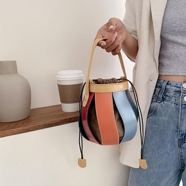 

splice mini pu leather bucket bags for women new luxury small female crossbody shoulder handbags simple ladies' travel tote bags