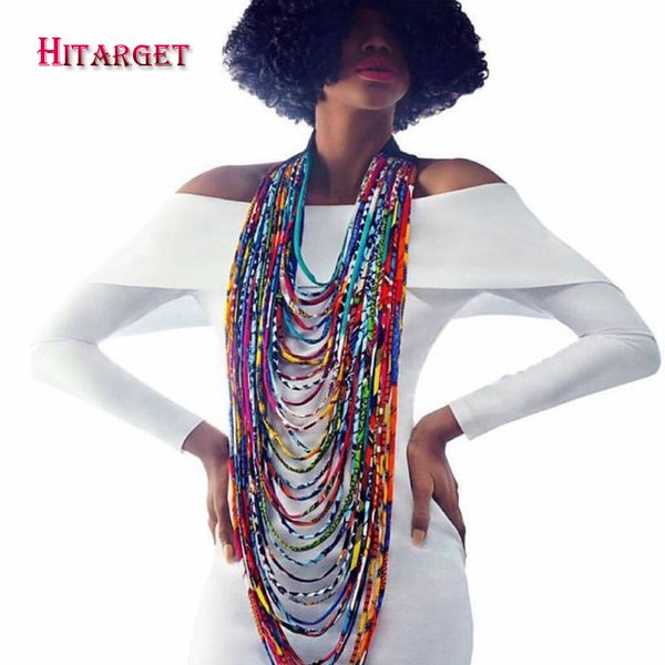 

2020 african wax print choker necklaces for women body jewelry african cotton multi-layer rope necklace ankara jewelry wyb236 y200730, Silver