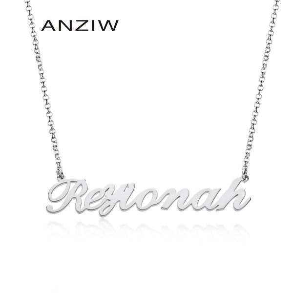 

2020 fashion choker custom name necklace personalized jewelry lady handmade nameplate pendant necklaces women friend gift, Silver