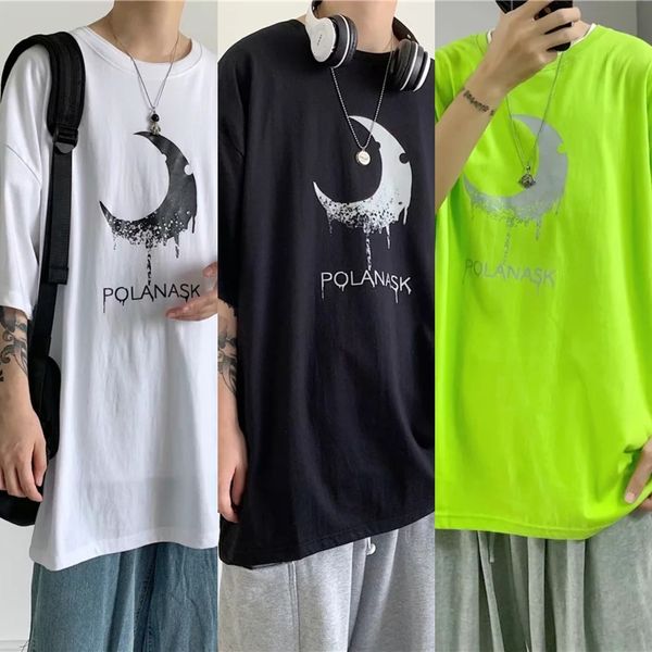 

модный бренд короткиха d t-рубашки мужского корейского стиль свободных модная футболка рукав половина рукавов топ студент универсального пол, Blue