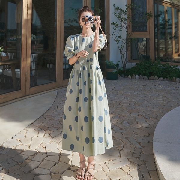 

зеленый dresspolka точка платье хепберн стиль женщин лето 2020 новый пузырь рукав первая любовь платье tkg89, Black;gray