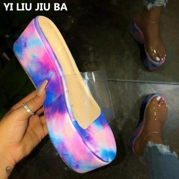 

обувь woman summer тапочки женская обувь comfy мягкие женщины сандалии высокие каблуки женщина толстым дном дамы флип-флоп mujer, Black